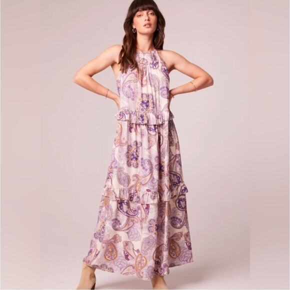 Band off the Free women's tiered maxi dress purple/paisley Size Small Boho Chic - Picture 1 of 11